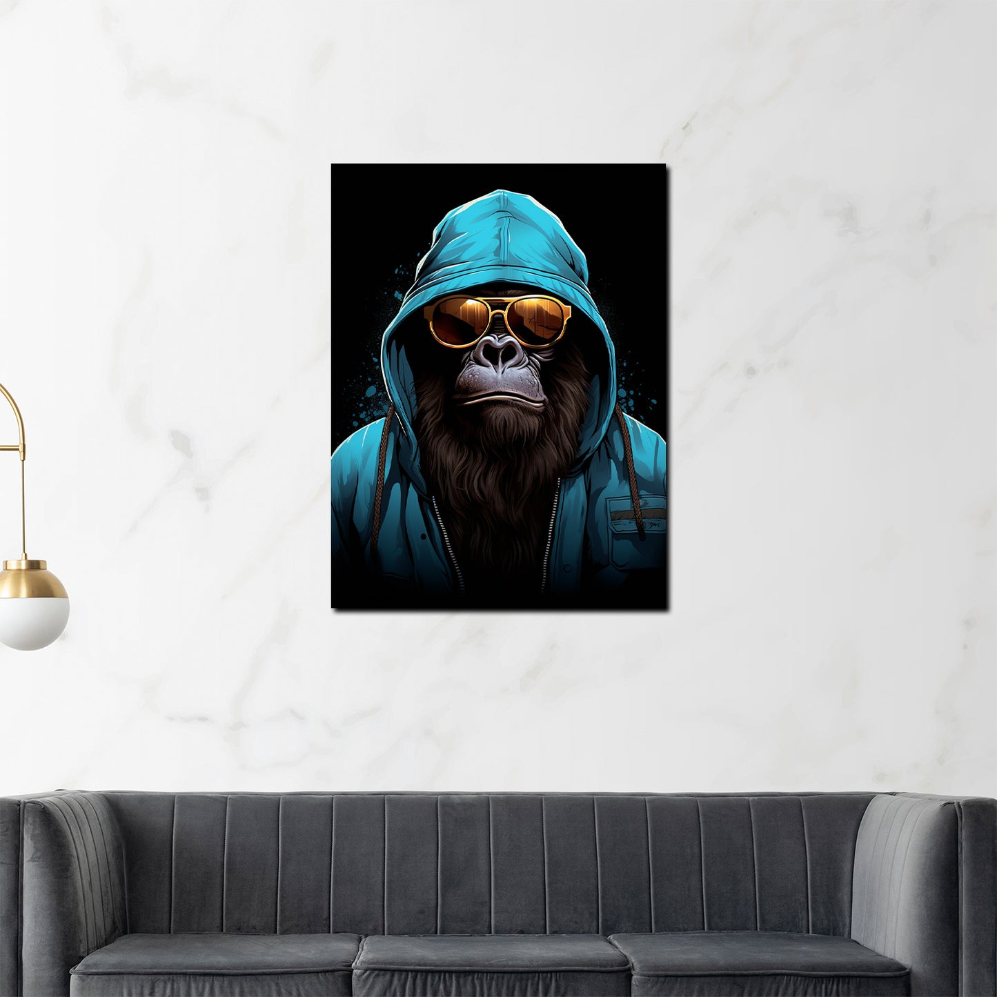 Wandbild Cool Gorilla mit Hoodie