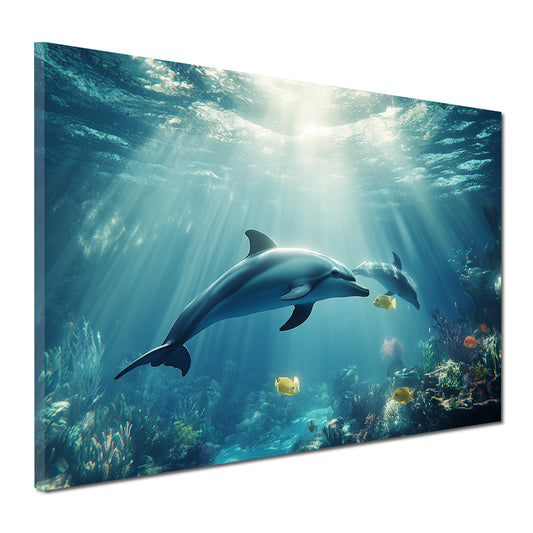 Wandbild Delfine Sonnenstrahlen Unterwasserwelt