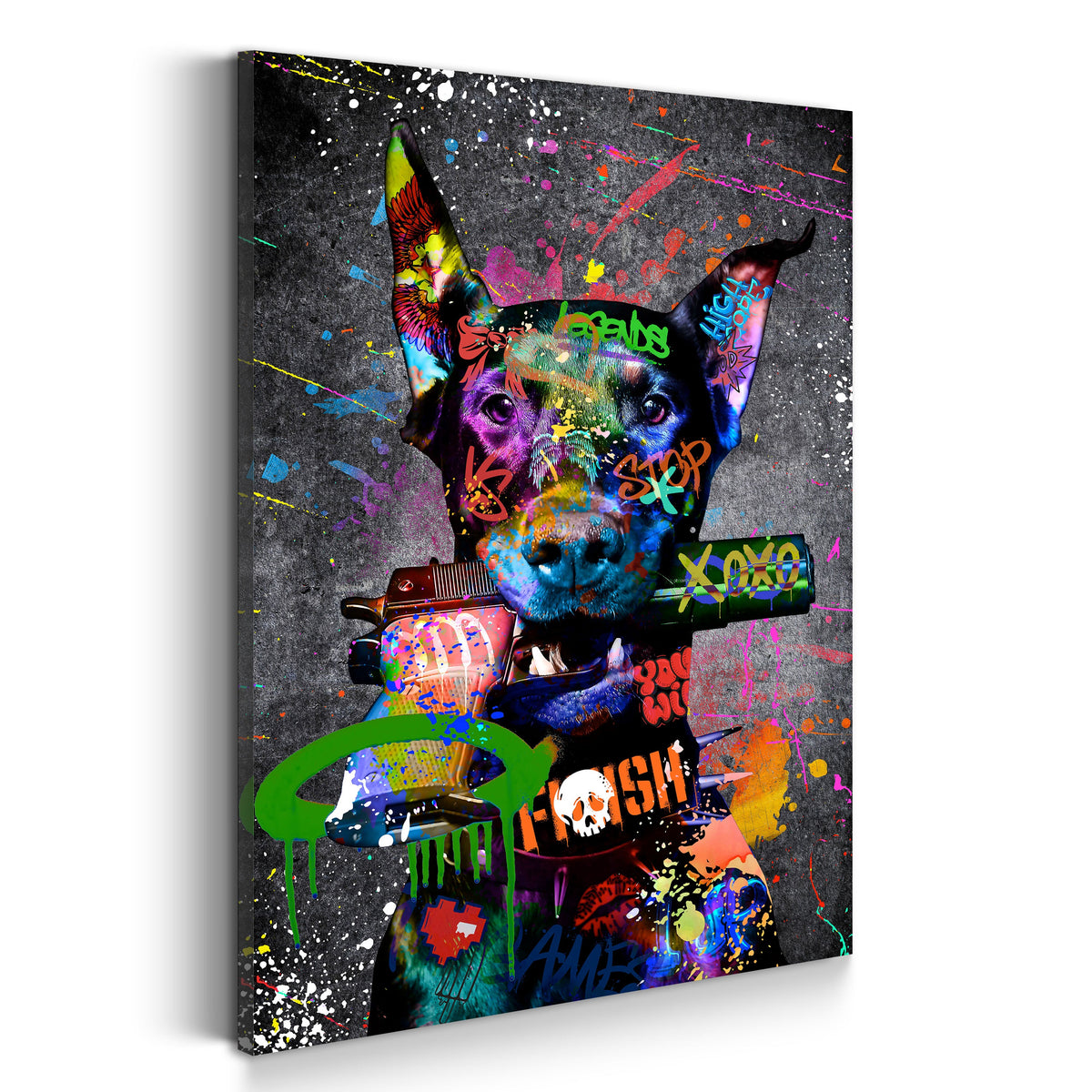 Dobermann im Graffiti-Stil – Wandbild