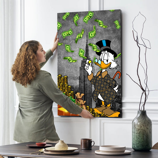 Wandbild Duck Style Comic Pop Art Money Rain