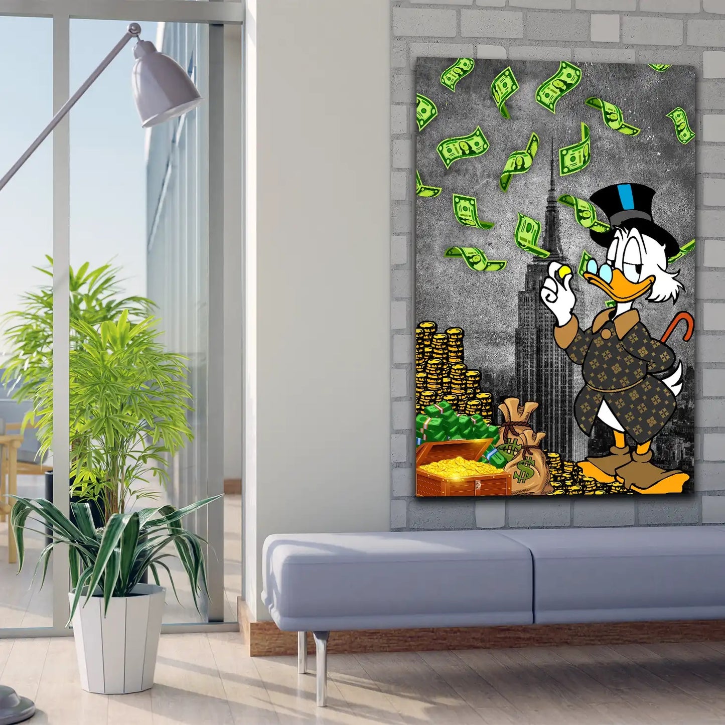 Wandbild Duck Style Comic Pop Art Money Rain