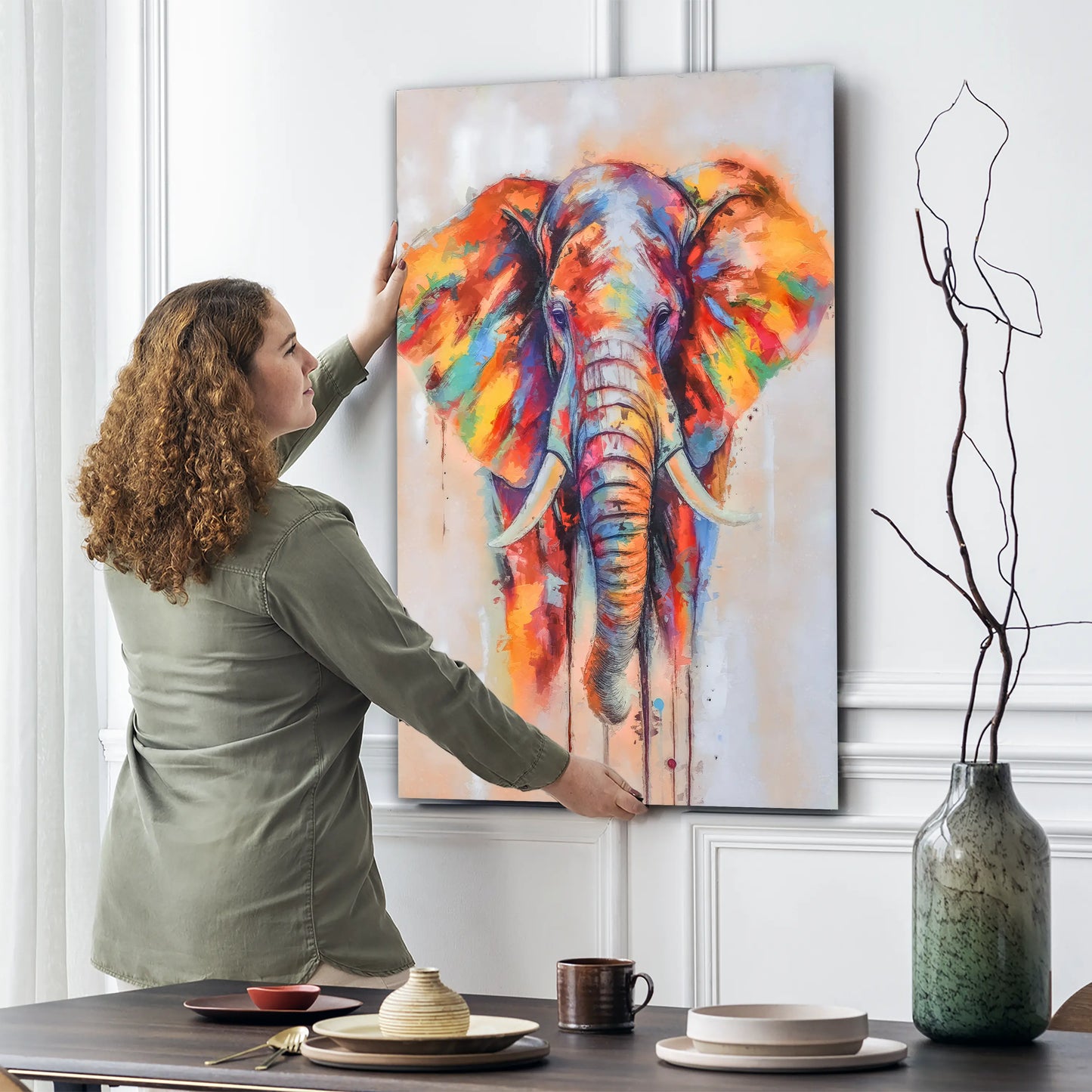 Wandbild Elefant abstrakt farbig