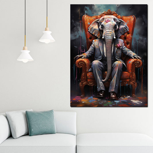 Wandbild Elefant im Anzug Pop Art Style