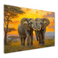 Wandbild Elefantenpaar im Sonnenuntergang Afrika