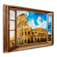 Wandbild Fensterblick auf das Kolosseum in Rom Italien mit blauem Himmel