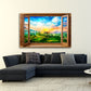 Wandbild Fensterblick auf die Toskana Italien mit Sonnenuntergang und Villa
