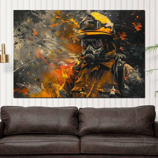 Wandbild Feuerwehrmann abstrakt Yellow Style