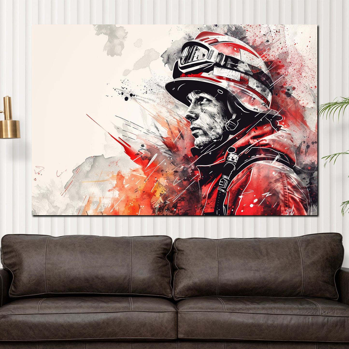 Wandbild Feuerwehrmann red style