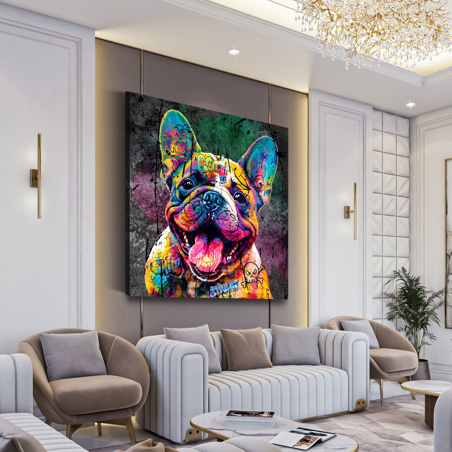 Wandbild Französische Bulldogge Graffiti Street Art Style, Hund