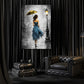 Wandbild Frau im blauen Kleid mit Regenschirm Painting Style