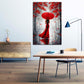 Wandbild Frau im roten Kleid Herbststimmung Regenschirm romantisch modern