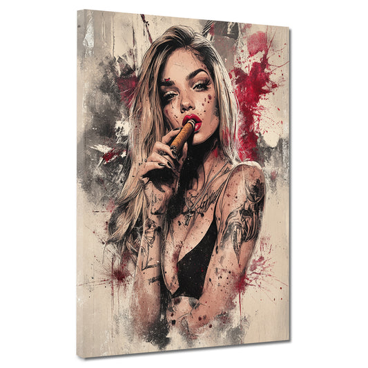 Wandbild Frau mit Tattoos modern ausdrucksstark