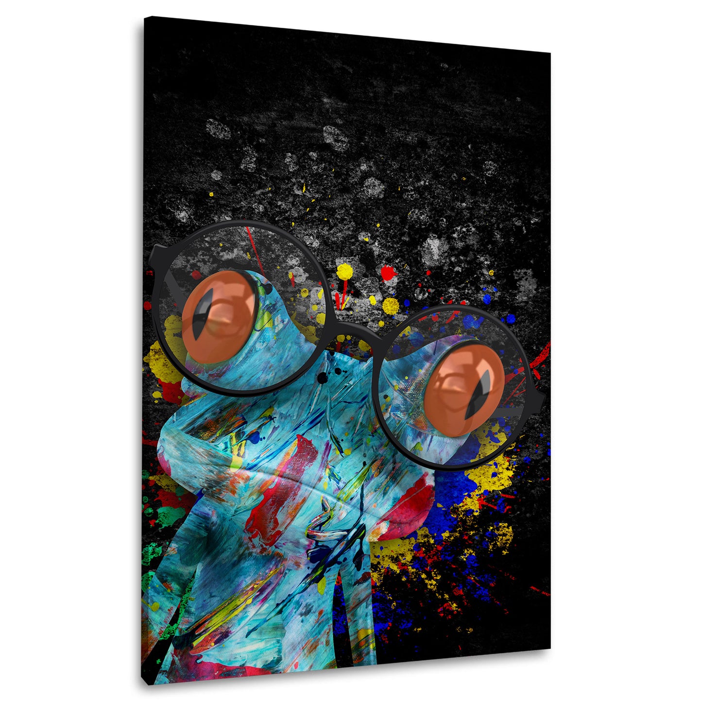 Wandbild Frosch mit Brille Pop Art