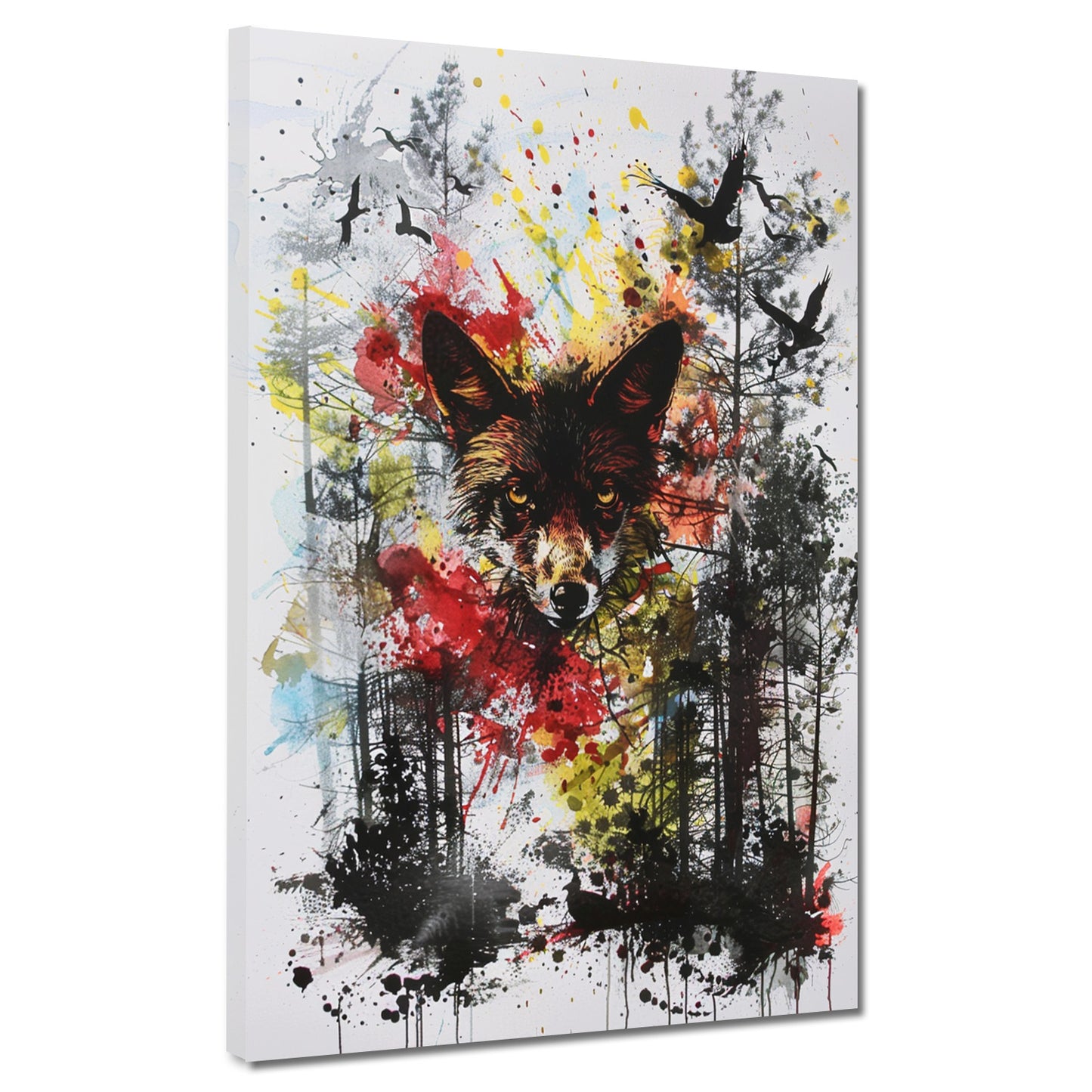 Wandbild Fuchs im Wald Abstract Style