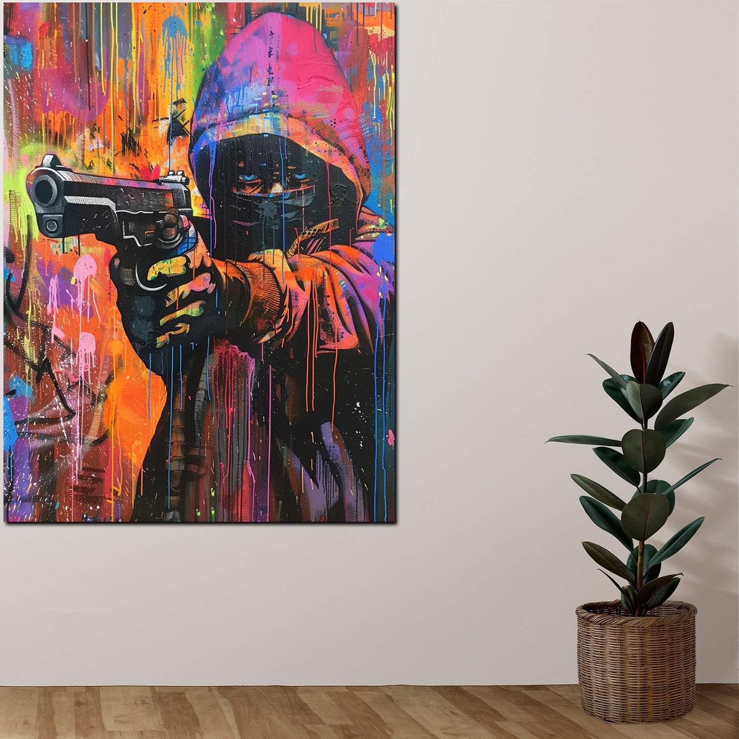 Wandbild Gangster Pop Art Gun Style