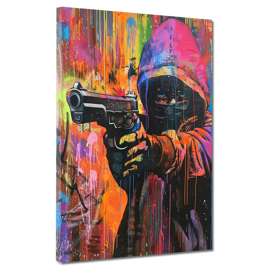 Wandbild Gangster Pop Art Gun Style