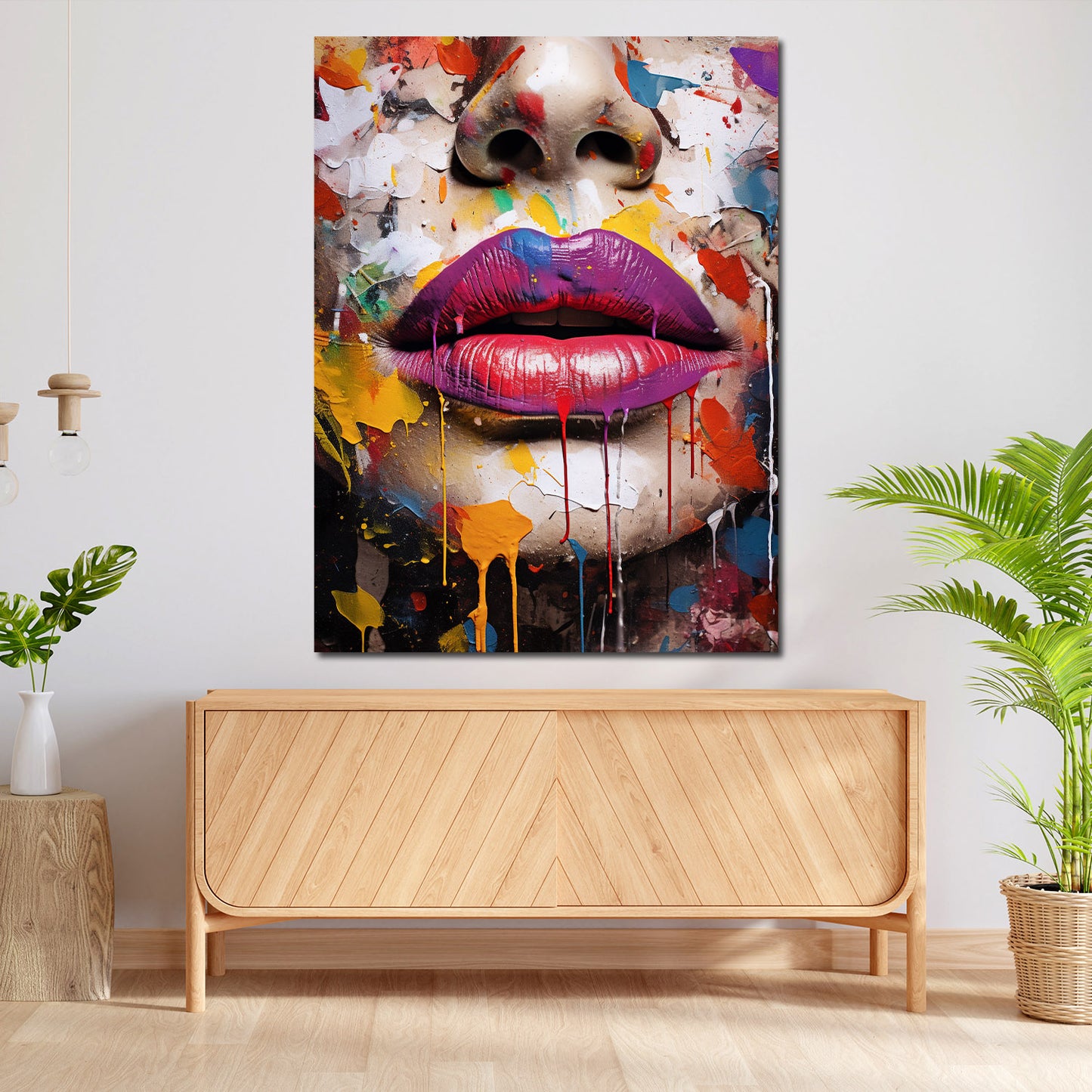 Wandbild Gesicht & Lippen Pop Art Splatter