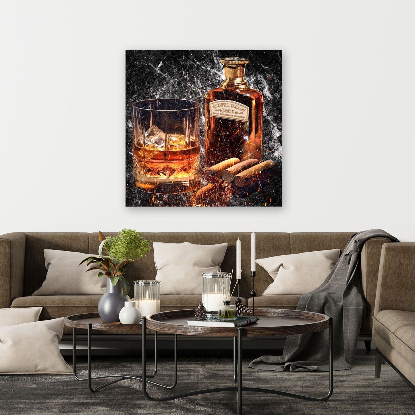 Wandbild Glas Whiskey Abstract Jack Style