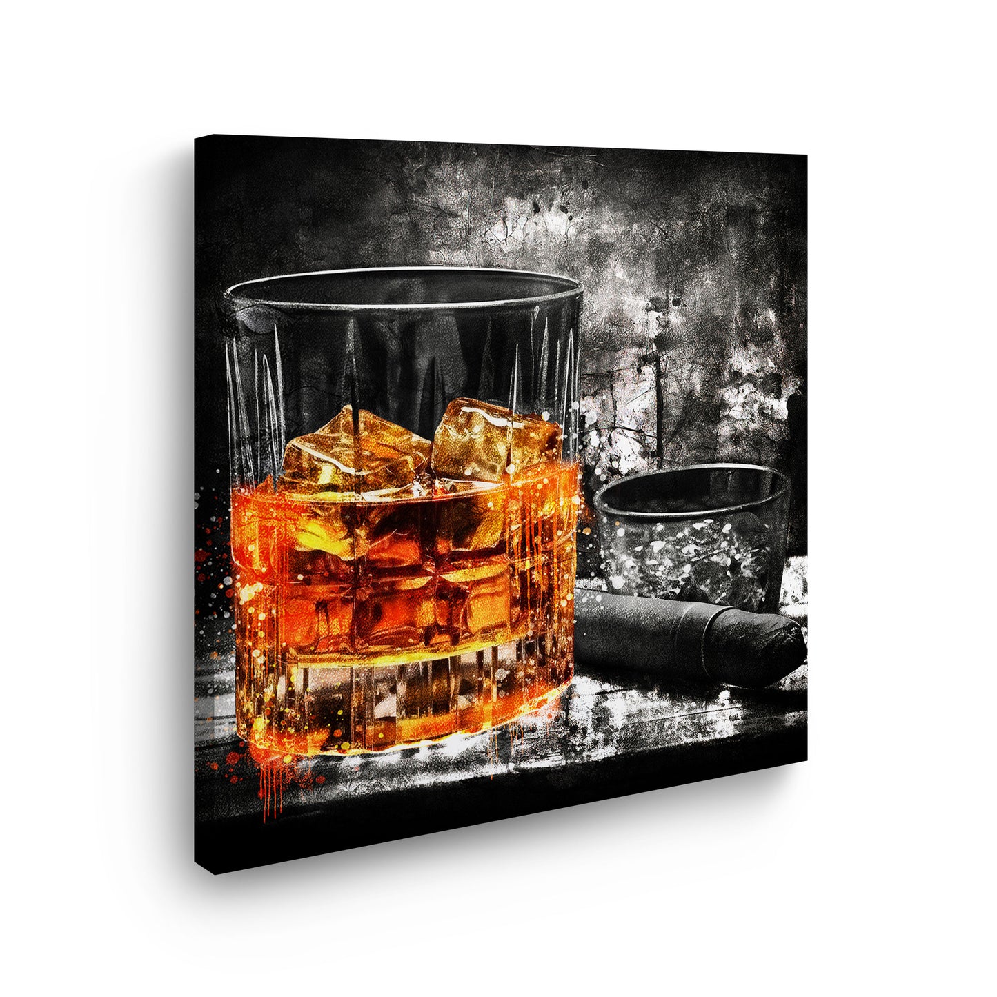 Wandbild Glas Whiskey Abstract Style