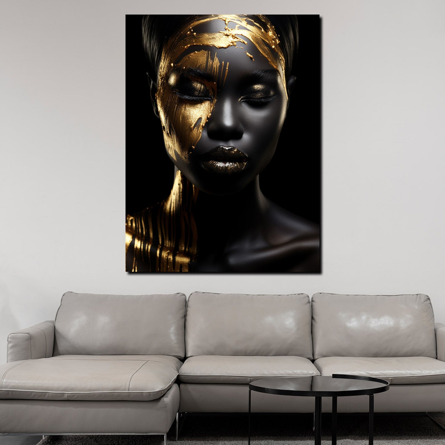 Wandbild Gold afrikanische Frau frontal