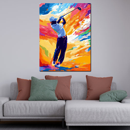 Wandbild Golfer farbenfroh energiegeladen sportlich modern