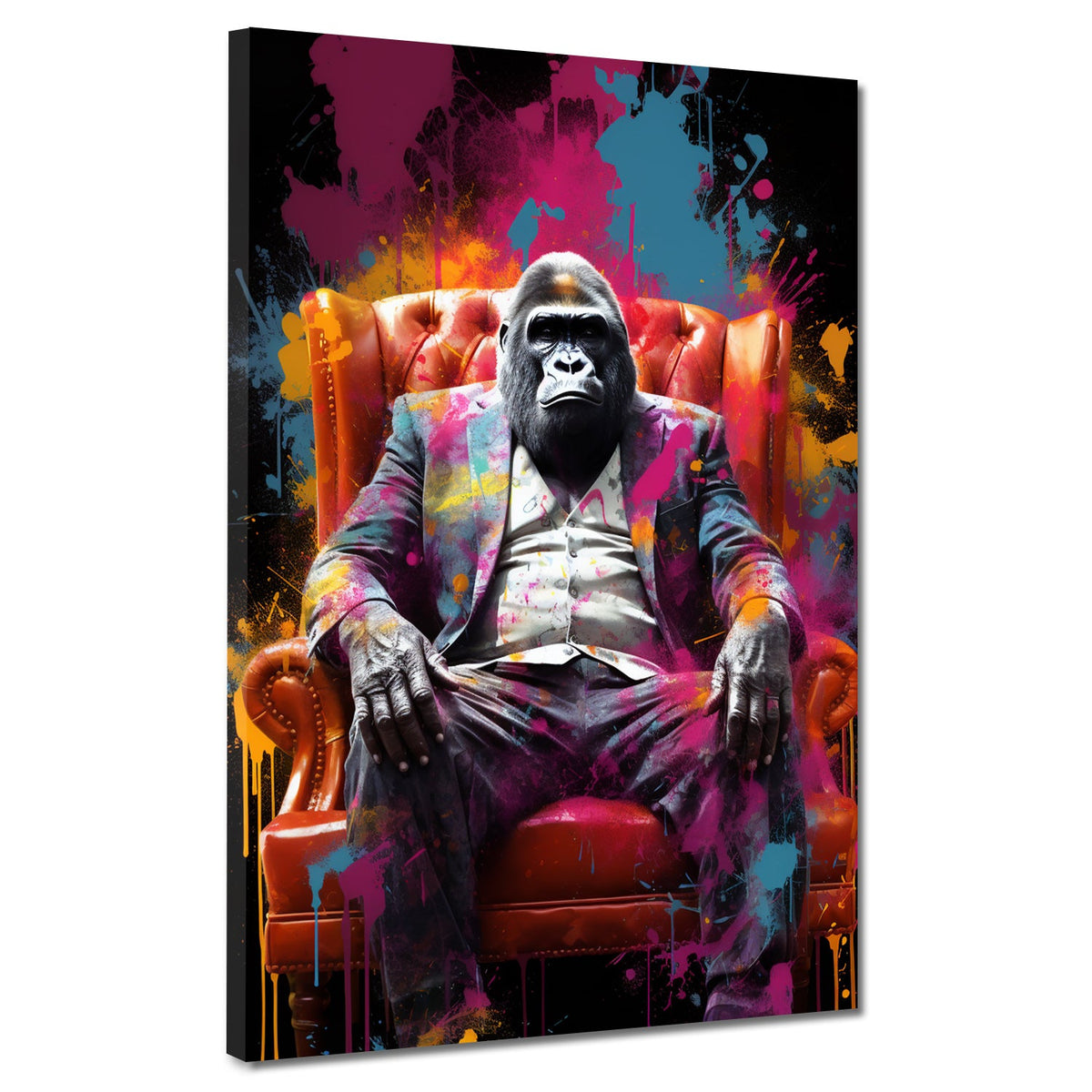Pop Art Gorilla im Anzug – Wandbild