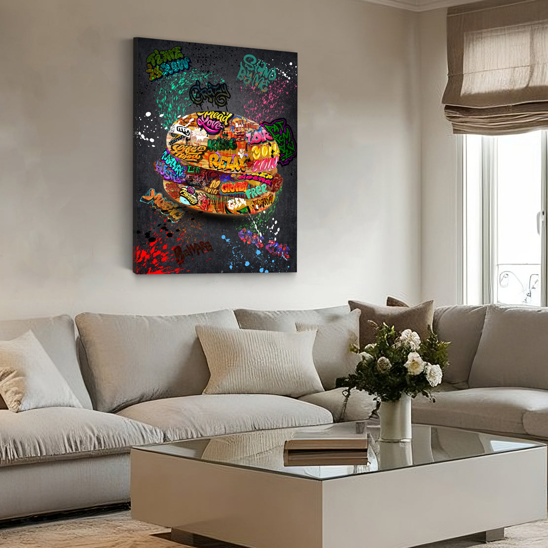 Wandbild Graffiti Burger Kunst Pop Art Stil
