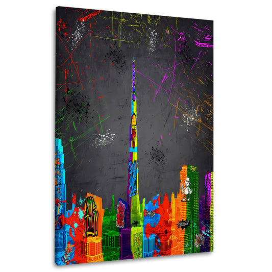 Wandbild Graffiti abstrakt Dubai Skyline Street Art