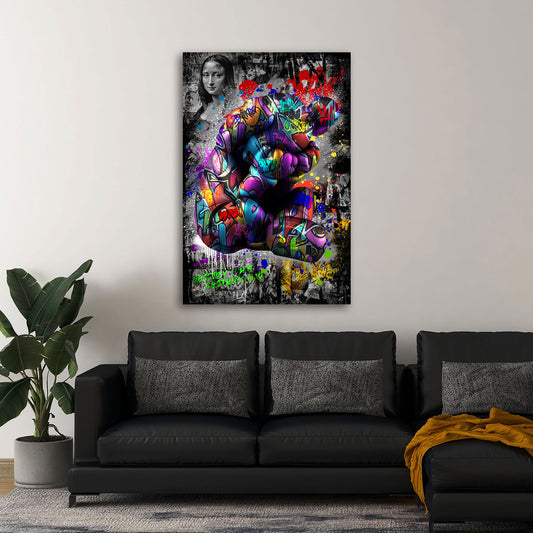 Wandbild Graffiti und Pop Art Style mit bunter Figur