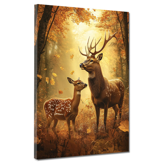 Wandbild Hirschpaar Wald Lichtstimmung