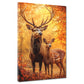 Wandbild Hirschpaar im Wald bei Herbststimmung