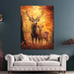Wandbild Hirschpaar im Wald bei Herbststimmung