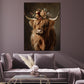 Wandbild Hochlandkuh mit Blumenkranz Natur Boho rustikal modern