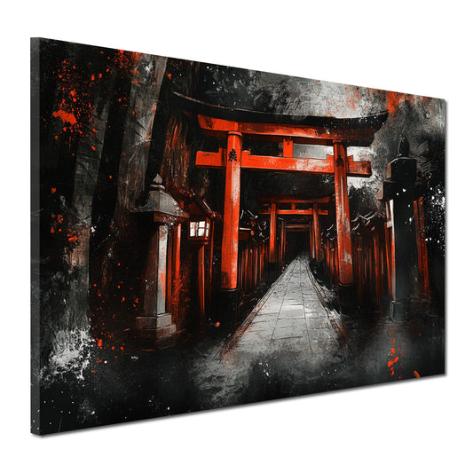 Wandbild Japan Torii rot schwarz mystisch