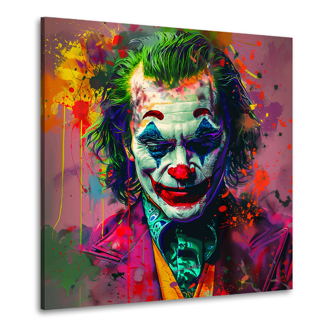 Joker in leuchtender Pop Art – Wandbild