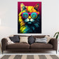 Wandbild Katze frontal mit Sonnenbrille Pop Art