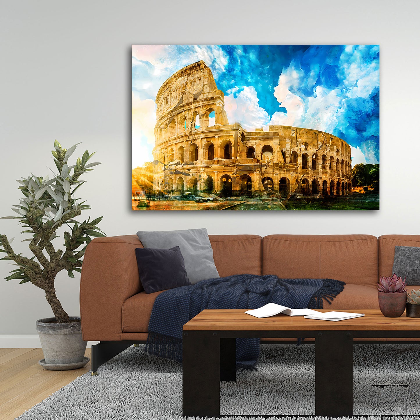 Wandbild Kolosseum in Rom Italien mit blauem Himmel