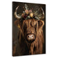 Wandbild Kuh Blumenkranz Boho Natur Tierportrait