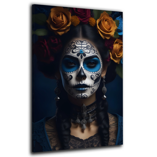 Wandbild La Catrina mit Rosenkranz