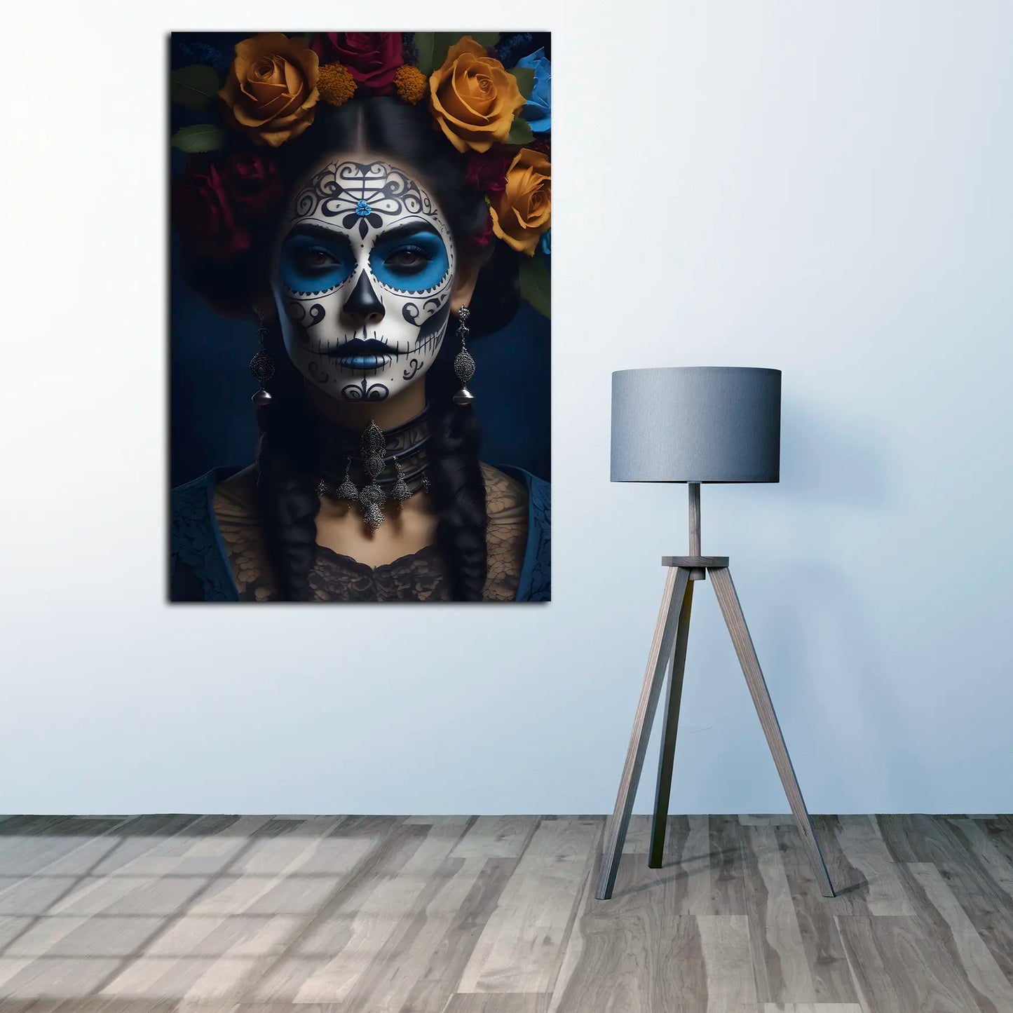 Wandbild La Catrina mit Rosenkranz