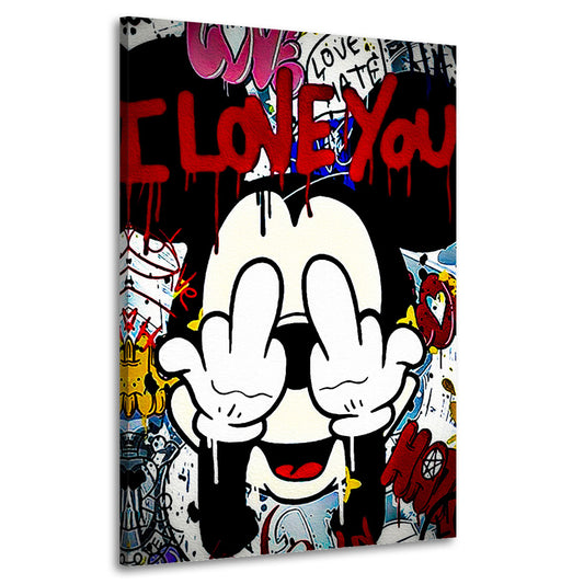 Wandbild Comic Mickey I Love You Pop Art Style