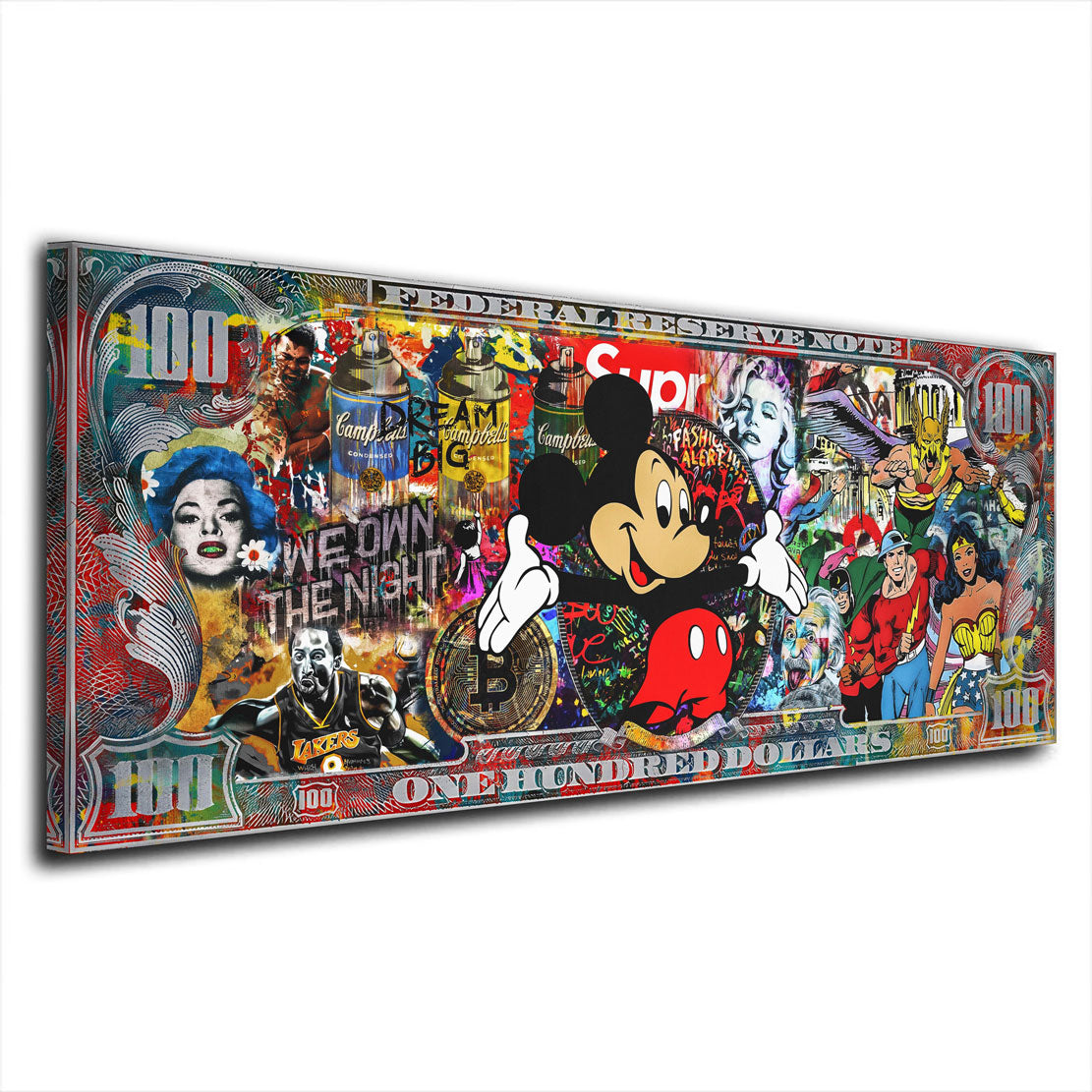 Wandbild Collage Dollar Pop Art Maus Comic All Style