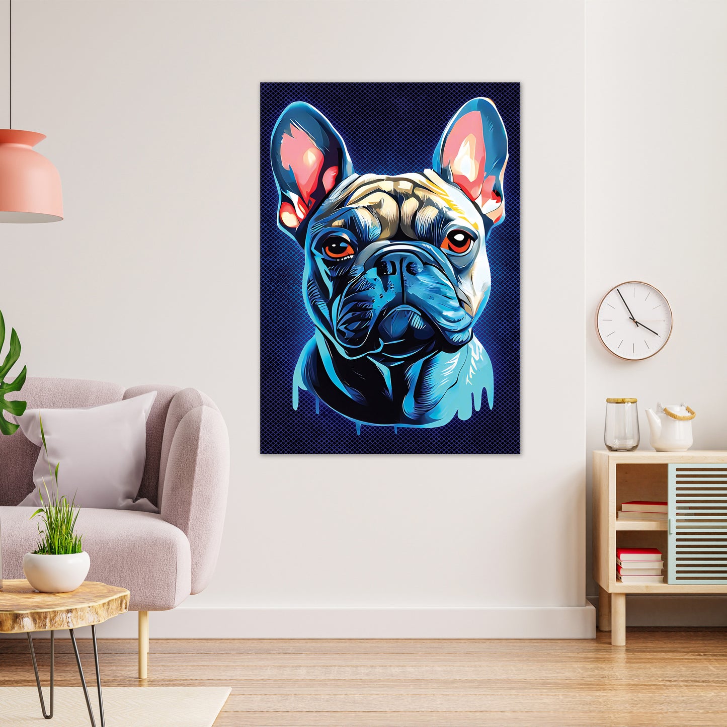 Wandbild French Bulldog Blue Style