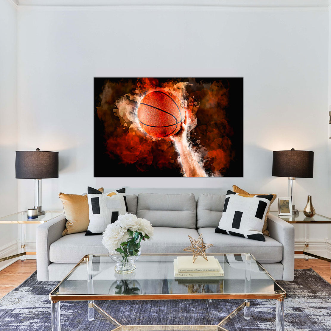 Wandbild Kunst Basketball Abstract Hand Style