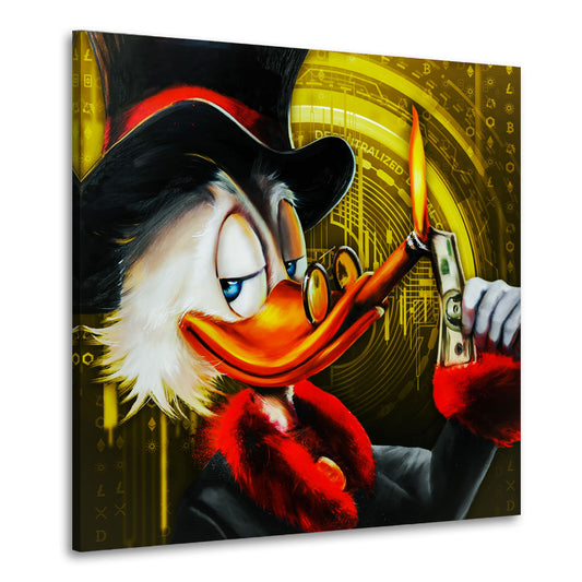 Wandbild Kunstwerk Rich Duck Pop Art