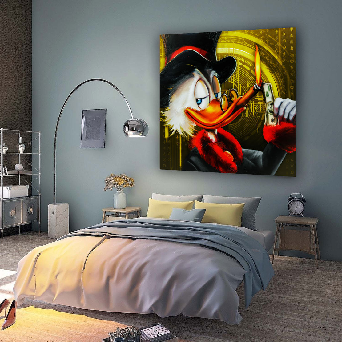 Wandbild Kunstwerk Rich Duck Pop Art