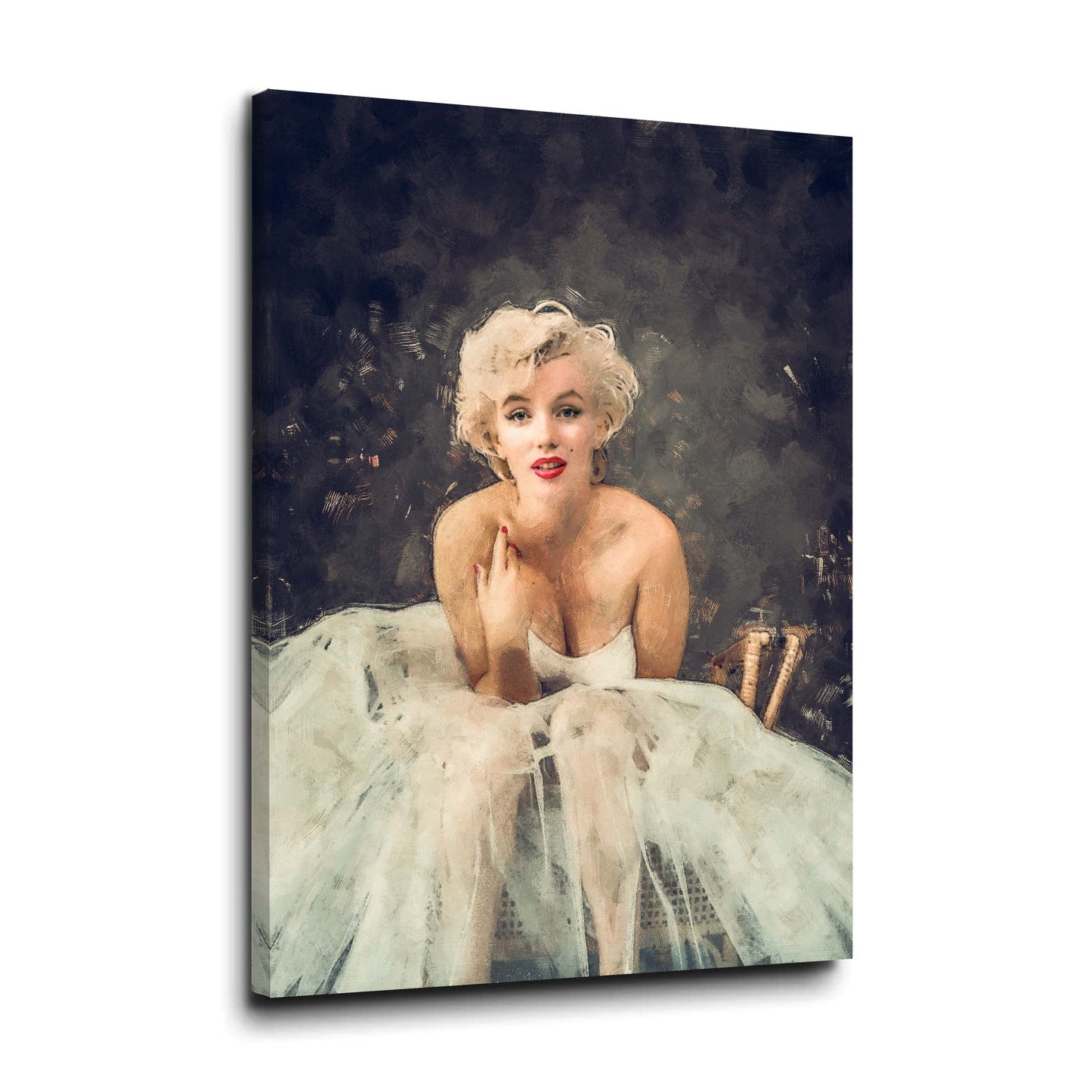 Wandbild Marilyn im White Dress Abstract Paint Style