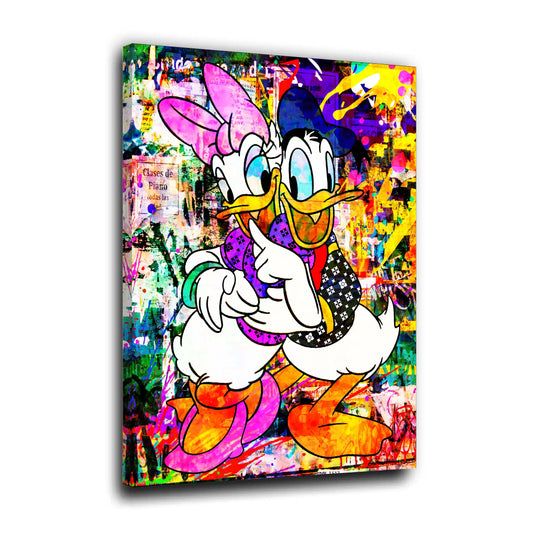 Wandbild Pop Art Duck Loving Forever, Comic