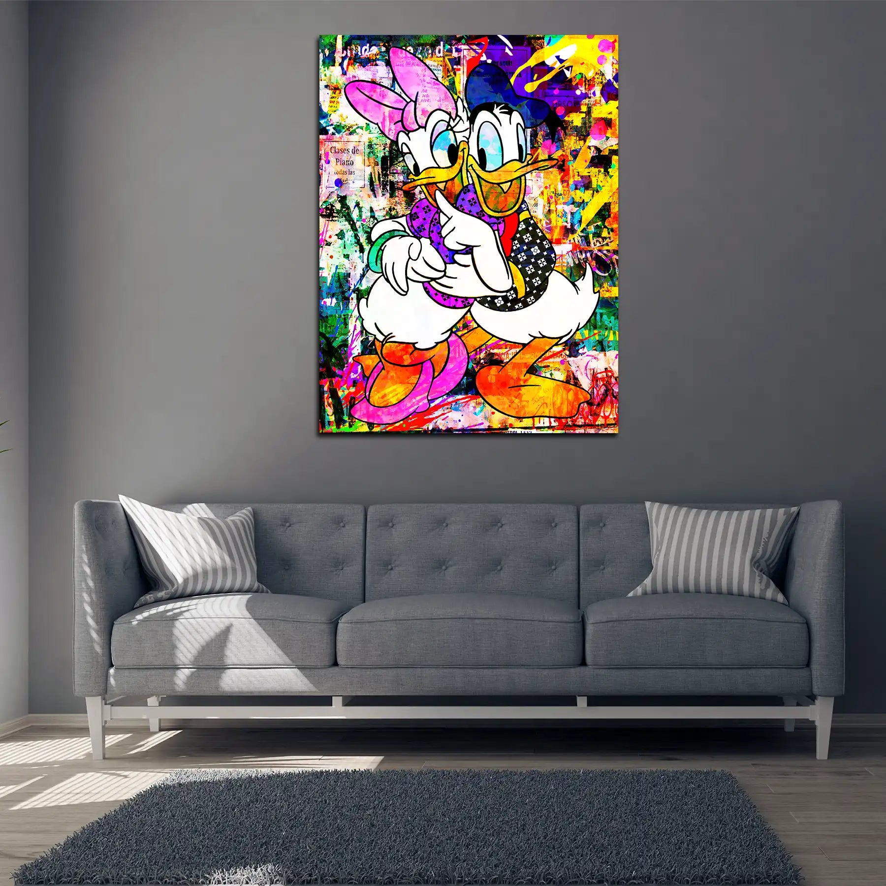 Tableau En Verre Acrylique Pop Art Mickey Mouse - 5 Tailles - Lot De Suspension Inclus