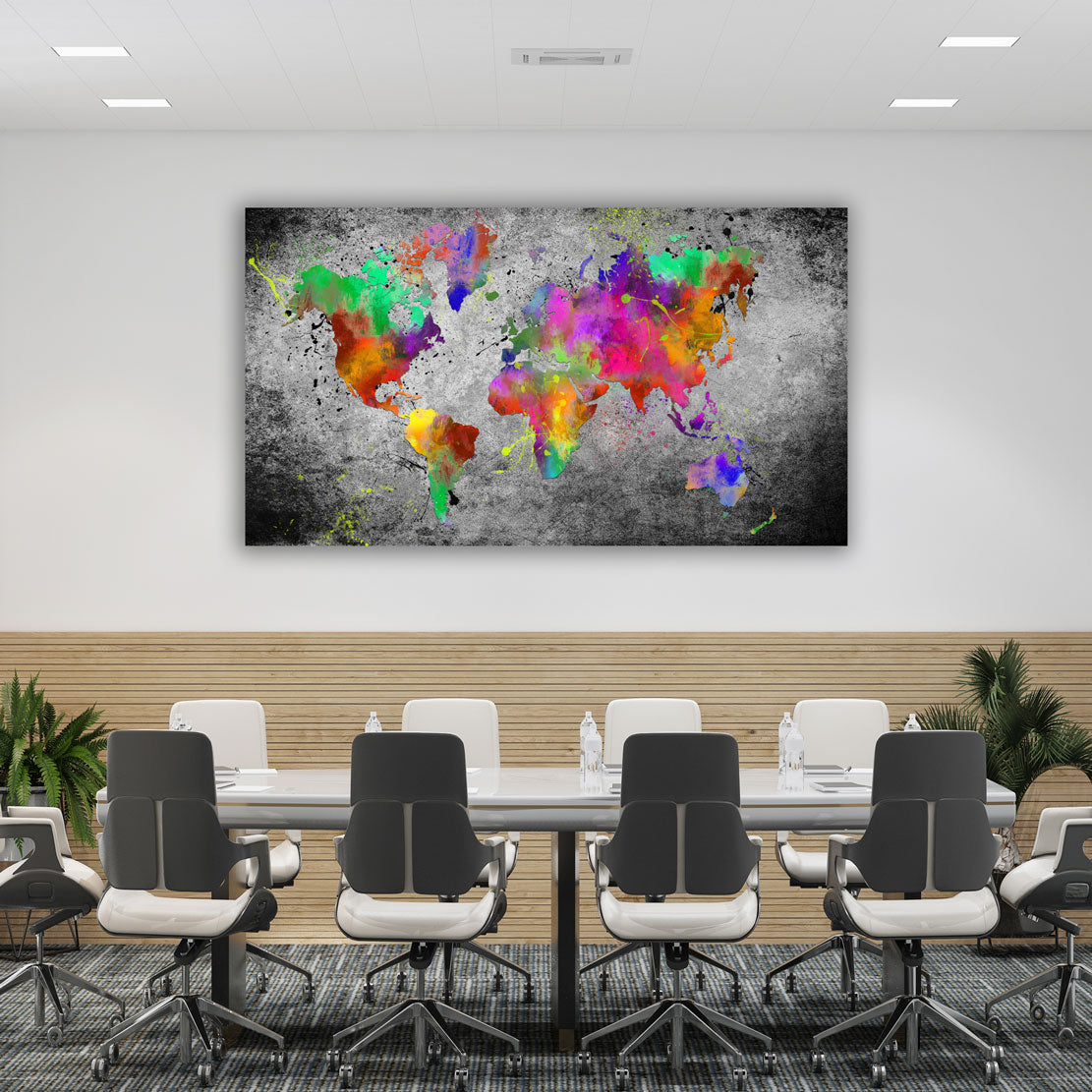 Wandbild Weltkarte Pop Art Abstract Splash